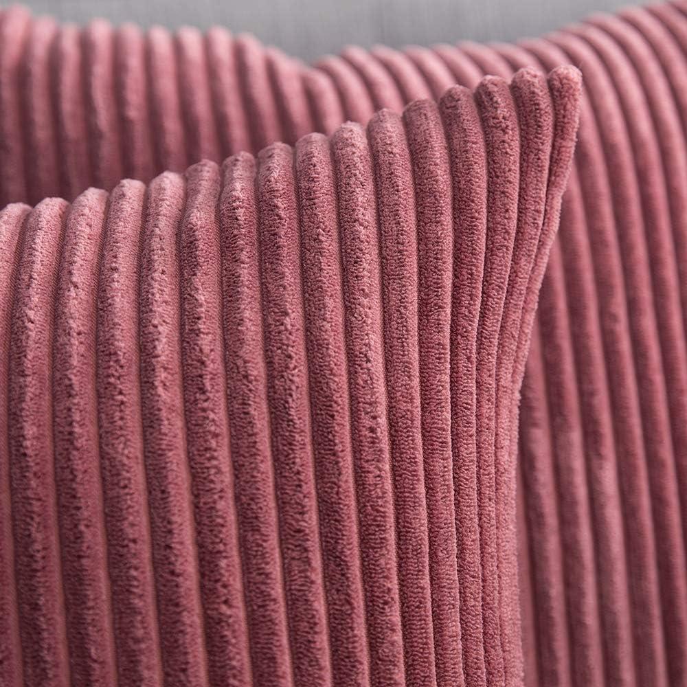 imageMIULEE Pack of 2 Burnt Orange Pillow Covers 18x18 Inch Soft Boho Striped Corduroy Throw Pillow Covers Set Decorative Square Cushion Cases Pillowcases for Sofa Bedroom CouchCranberry Red