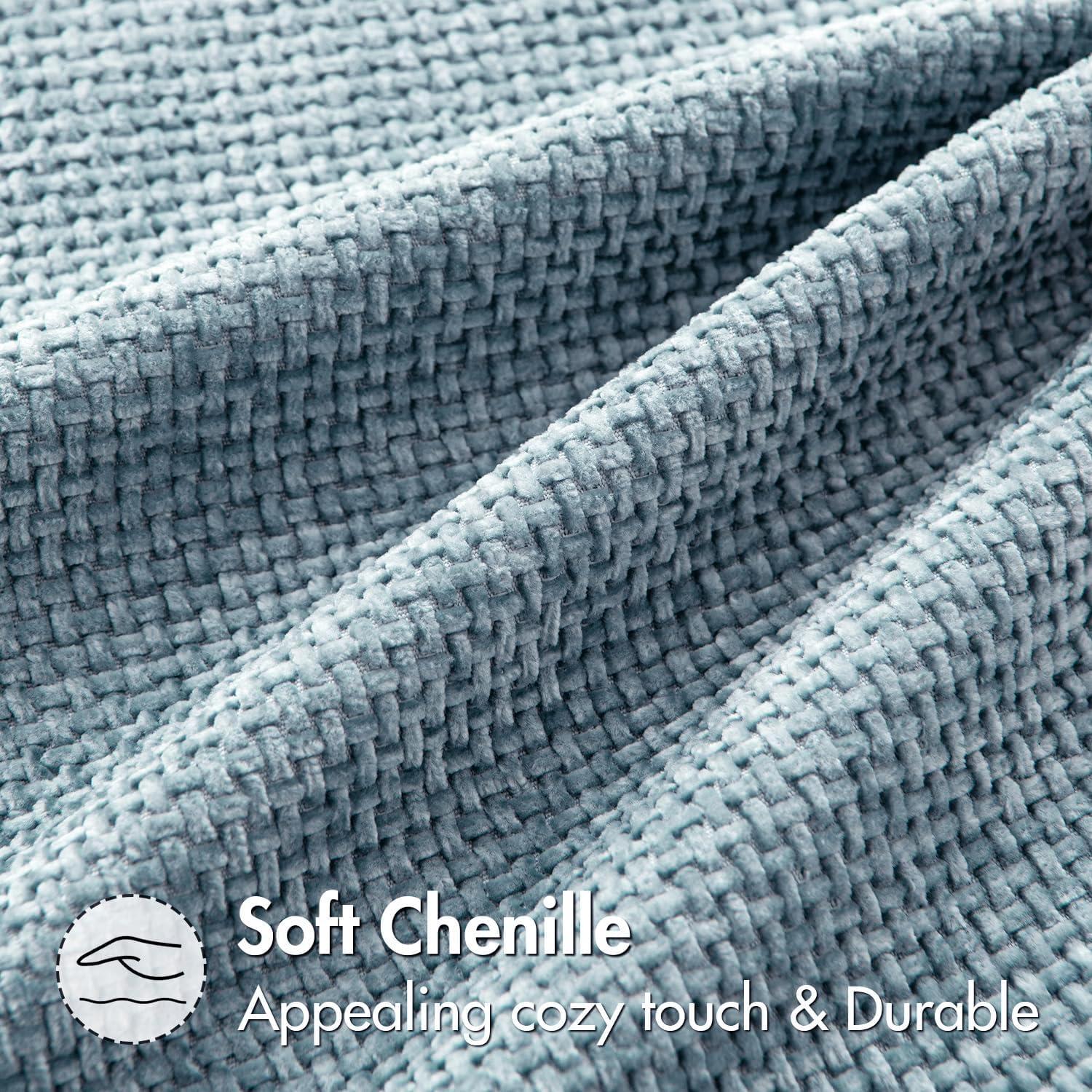 imageMIULEE Pack of 2 Christmas Couch Throw Pillow Covers 18x18 Inch Neutral Beige Modern Boho Accent Decorative Pillow Covers Soft Chenille Farmhouse Cushion Covers for Home Decor Bed Sofa Living RoomLight Blue
