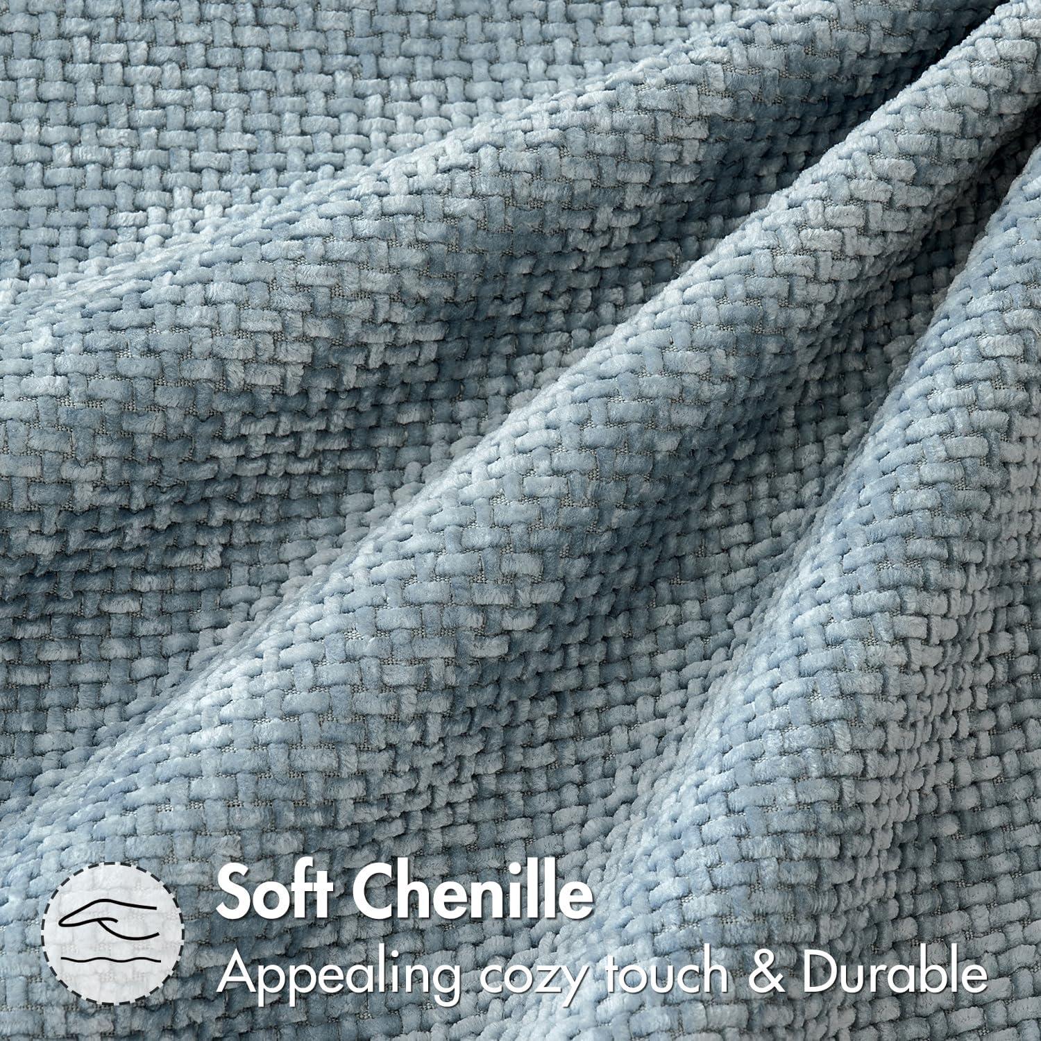 imageMIULEE Pack of 2 Christmas Couch Throw Pillow Covers 18x18 Inch Neutral Beige Modern Boho Accent Decorative Pillow Covers Soft Chenille Farmhouse Cushion Covers for Home Decor Bed Sofa Living RoomSmoke Blue