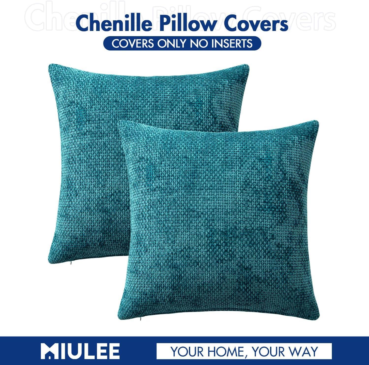 imageMIULEE Pack of 2 Christmas Couch Throw Pillow Covers 18x18 Inch Neutral Beige Modern Boho Accent Decorative Pillow Covers Soft Chenille Farmhouse Cushion Covers for Home Decor Bed Sofa Living RoomTeal
