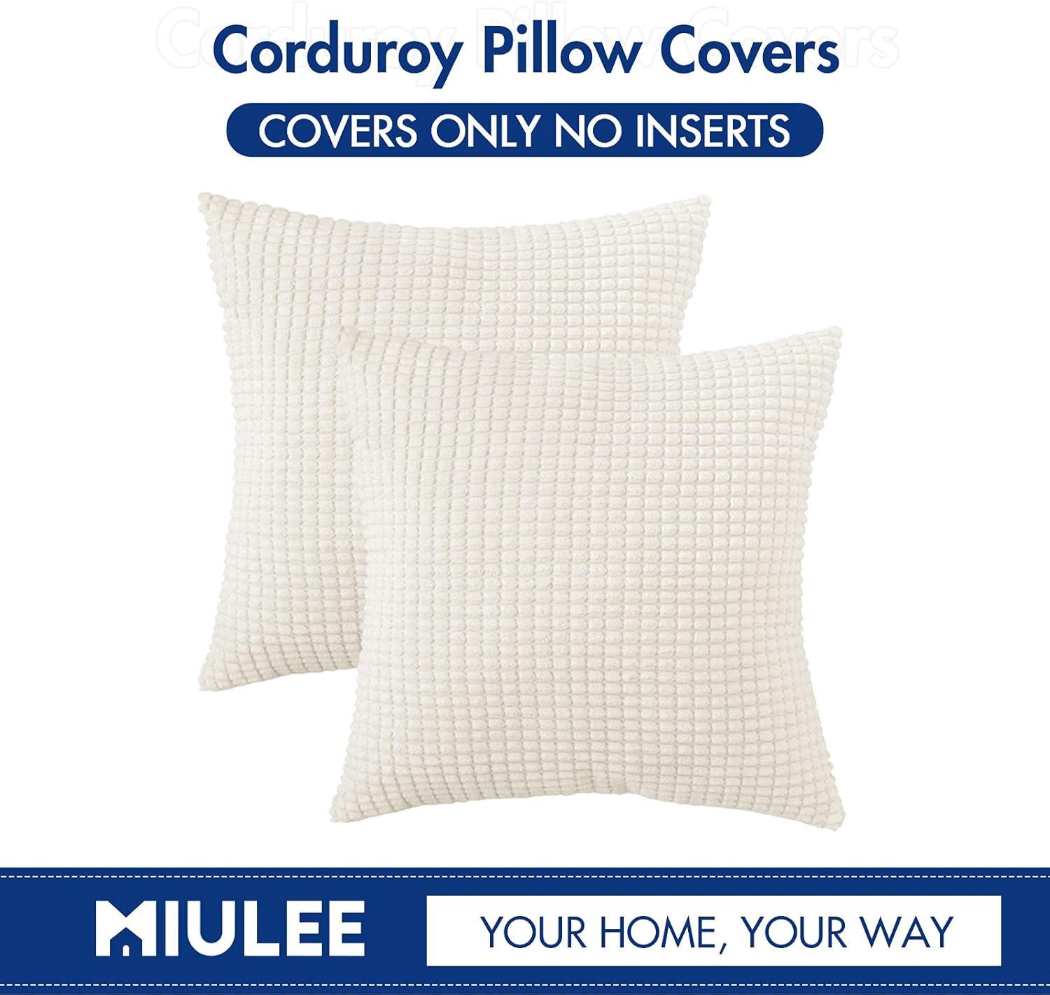 imageMIULEE Pack of 2 Corduroy Soft Soild Decorative Square Throw Pillow Covers Set Cushion Case for Sofa Bedroom Car 12x20 Inch Inch 30 x 50 cmCream White