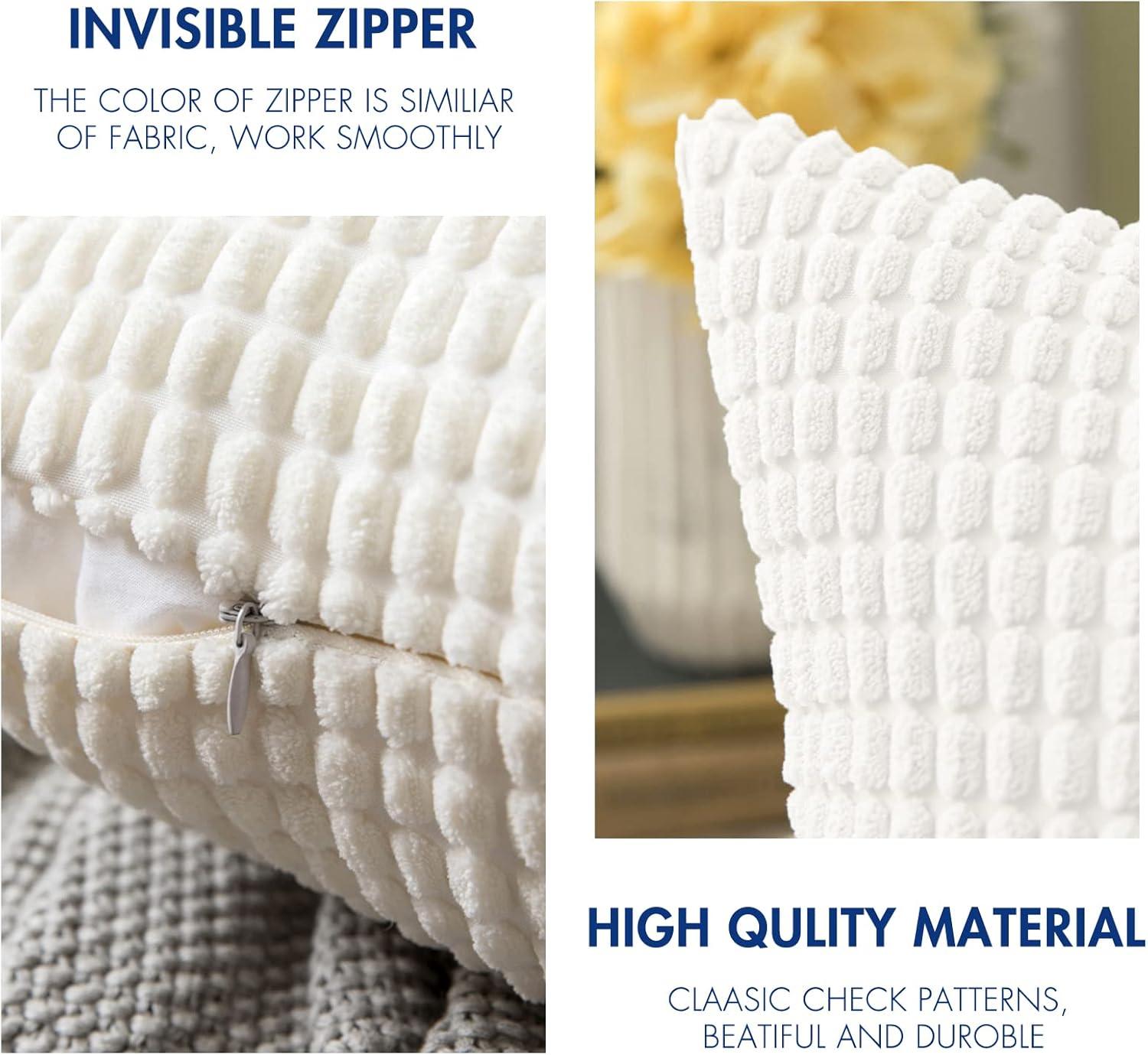 imageMIULEE Pack of 2 Corduroy Soft Soild Decorative Square Throw Pillow Covers Set Cushion Case for Sofa Bedroom Car 12x20 Inch Inch 30 x 50 cmCream White