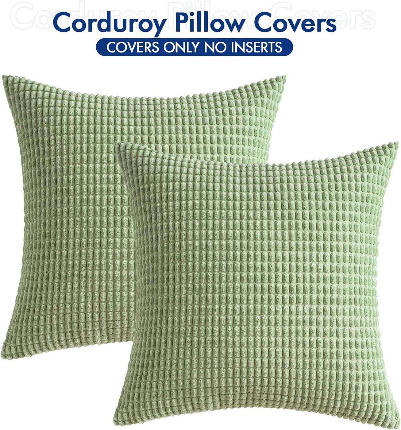 imageMIULEE Pack of 2 Corduroy Soft Soild Decorative Square Throw Pillow Covers Set Cushion Case for Sofa Bedroom Car 12x20 Inch Inch 30 x 50 cmLight Green