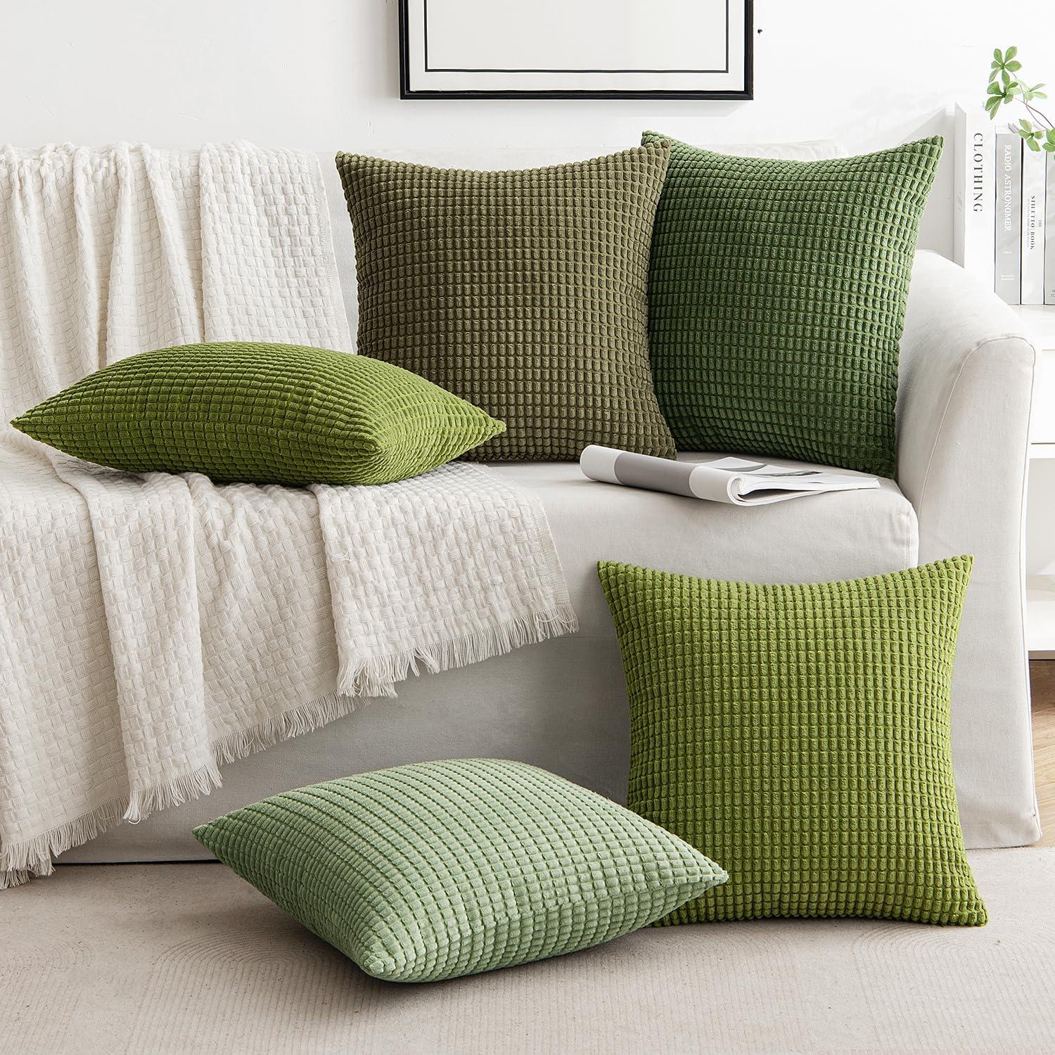 imageMIULEE Pack of 2 Corduroy Soft Soild Decorative Square Throw Pillow Covers Set Cushion Case for Sofa Bedroom Car 12x20 Inch Inch 30 x 50 cmMoss Green