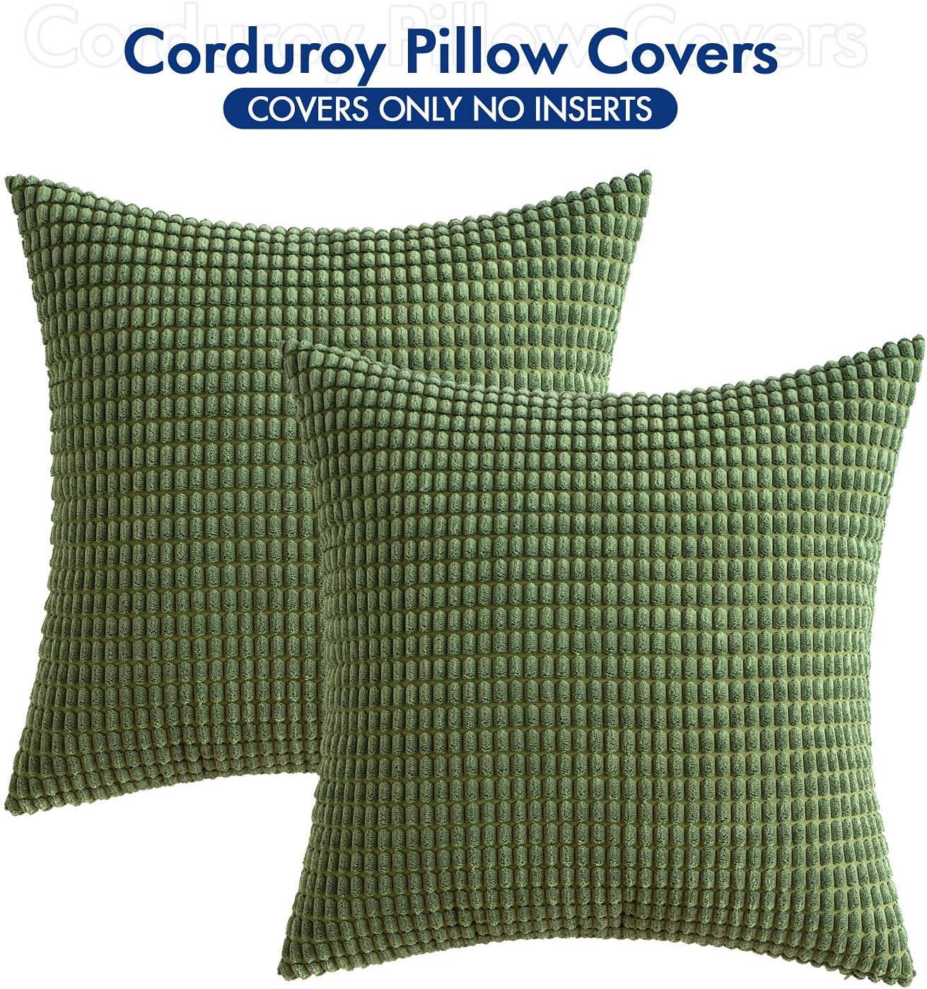 imageMIULEE Pack of 2 Corduroy Soft Soild Decorative Square Throw Pillow Covers Set Cushion Case for Sofa Bedroom Car 12x20 Inch Inch 30 x 50 cmMoss Green