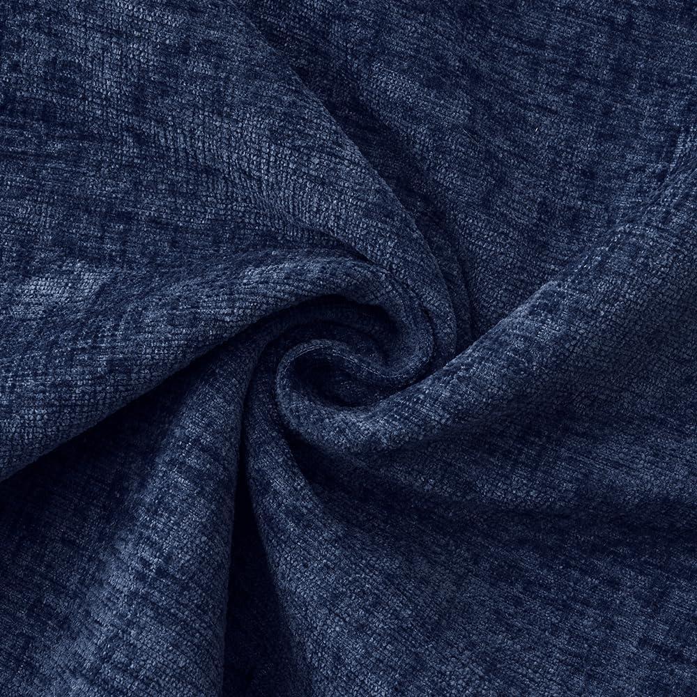 imageMIULEE Pack of 2 Couch Throw Pillow Covers 18x18 Inch Coastal Aqua Blue Farmhouse Decorative Pillow Covers with Stitched Edge Soft Chenille Solid Dyed Spring Pillow Covers for Sofa Bed Living RoomNavy Blue