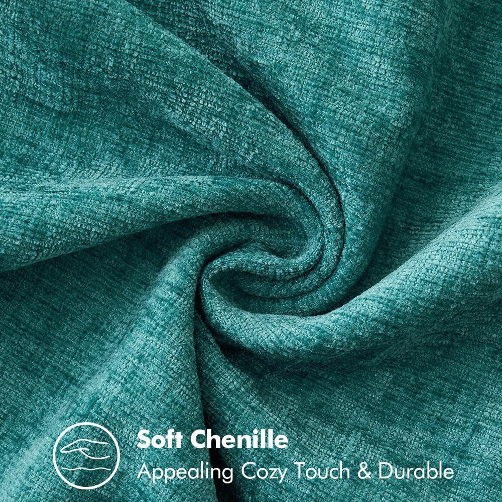 imageMIULEE Pack of 2 Couch Throw Pillow Covers 18x18 Inch Coastal Aqua Blue Farmhouse Decorative Pillow Covers with Stitched Edge Soft Chenille Solid Dyed Spring Pillow Covers for Sofa Bed Living RoomTeal