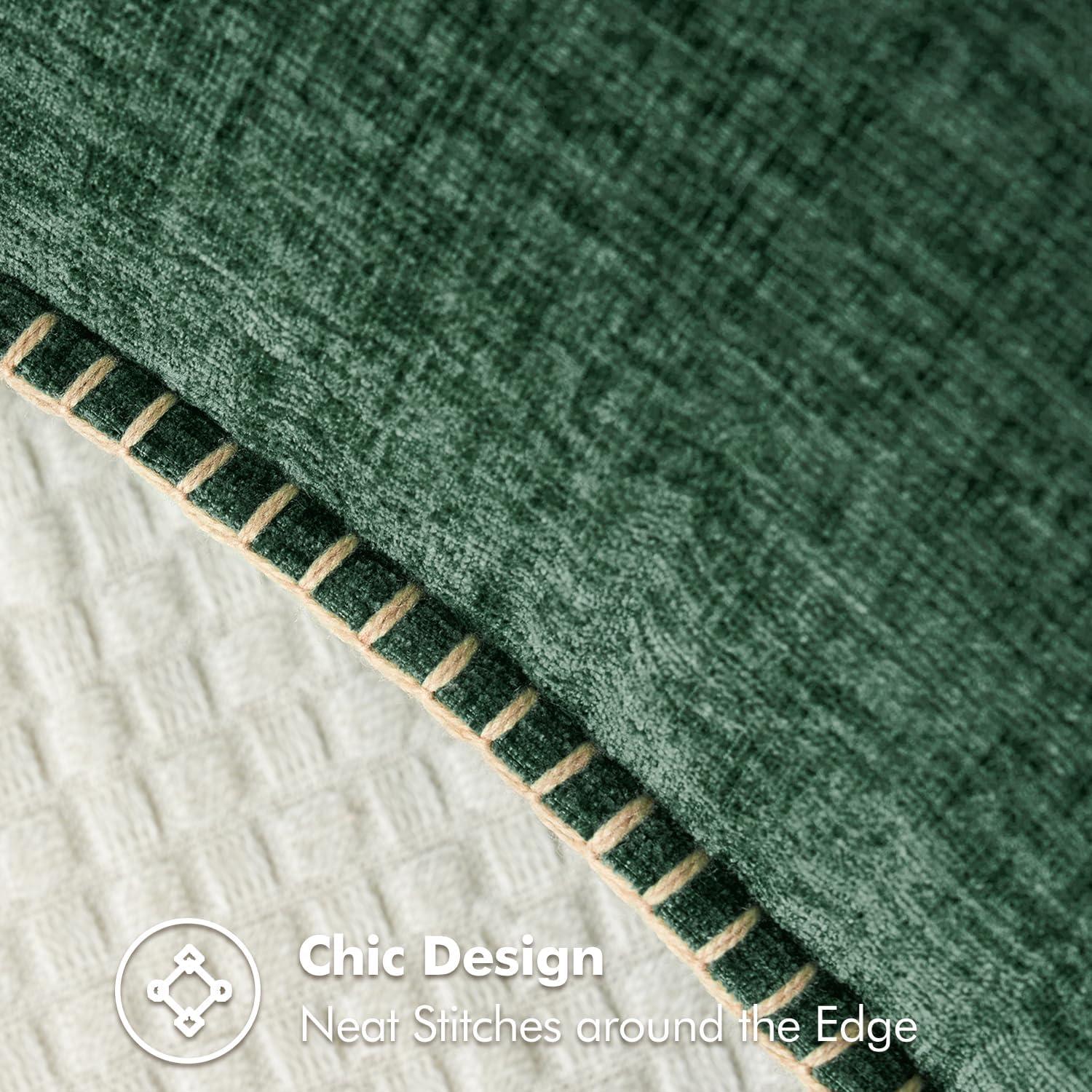 imageMIULEE Pack of 2 Couch Throw Pillow Covers 18x18 Inch Coastal Aqua Blue Farmhouse Decorative Pillow Covers with Stitched Edge Soft Chenille Solid Dyed Spring Pillow Covers for Sofa Bed Living RoomDark Green