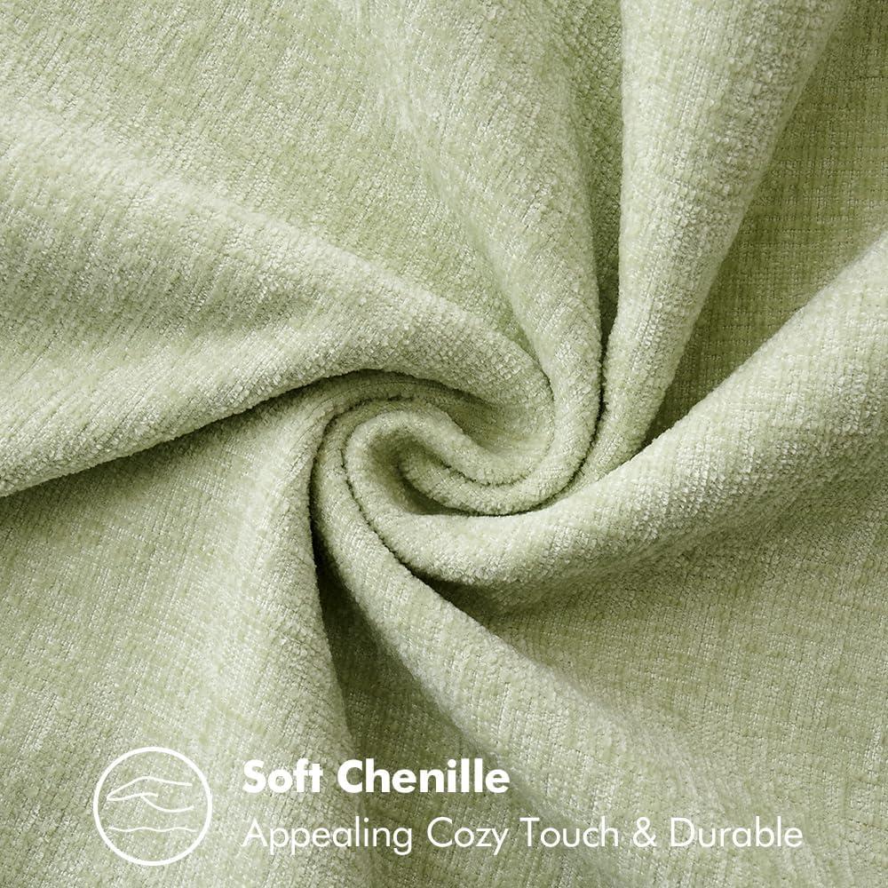 imageMIULEE Pack of 2 Couch Throw Pillow Covers 18x18 Inch Coastal Aqua Blue Farmhouse Decorative Pillow Covers with Stitched Edge Soft Chenille Solid Dyed Spring Pillow Covers for Sofa Bed Living RoomLight Green