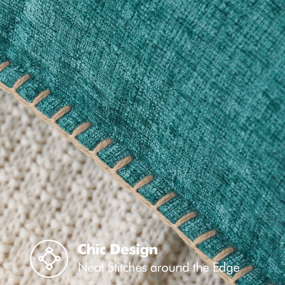 imageMIULEE Pack of 2 Couch Throw Pillow Covers 18x18 Inch Coastal Aqua Blue Farmhouse Decorative Pillow Covers with Stitched Edge Soft Chenille Solid Dyed Spring Pillow Covers for Sofa Bed Living RoomTeal