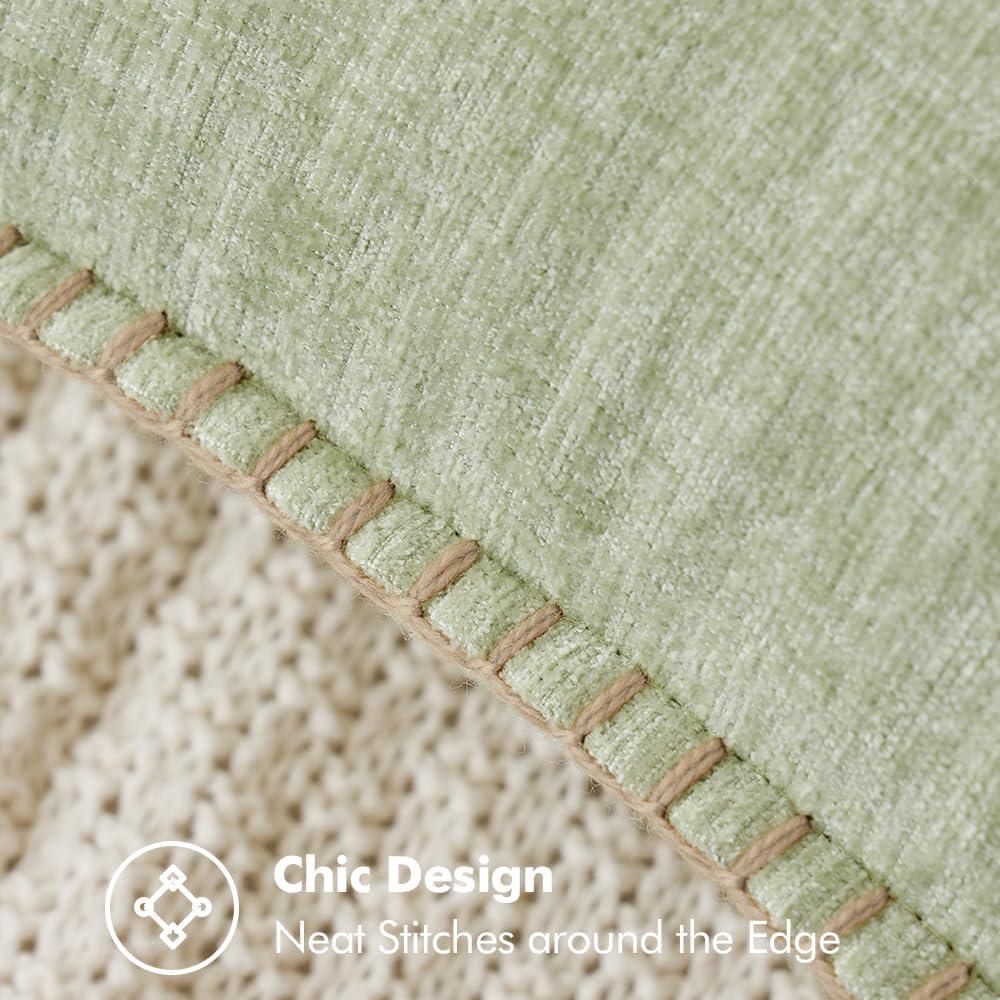 imageMIULEE Pack of 2 Couch Throw Pillow Covers 18x18 Inch Coastal Aqua Blue Farmhouse Decorative Pillow Covers with Stitched Edge Soft Chenille Solid Dyed Spring Pillow Covers for Sofa Bed Living RoomLight Green