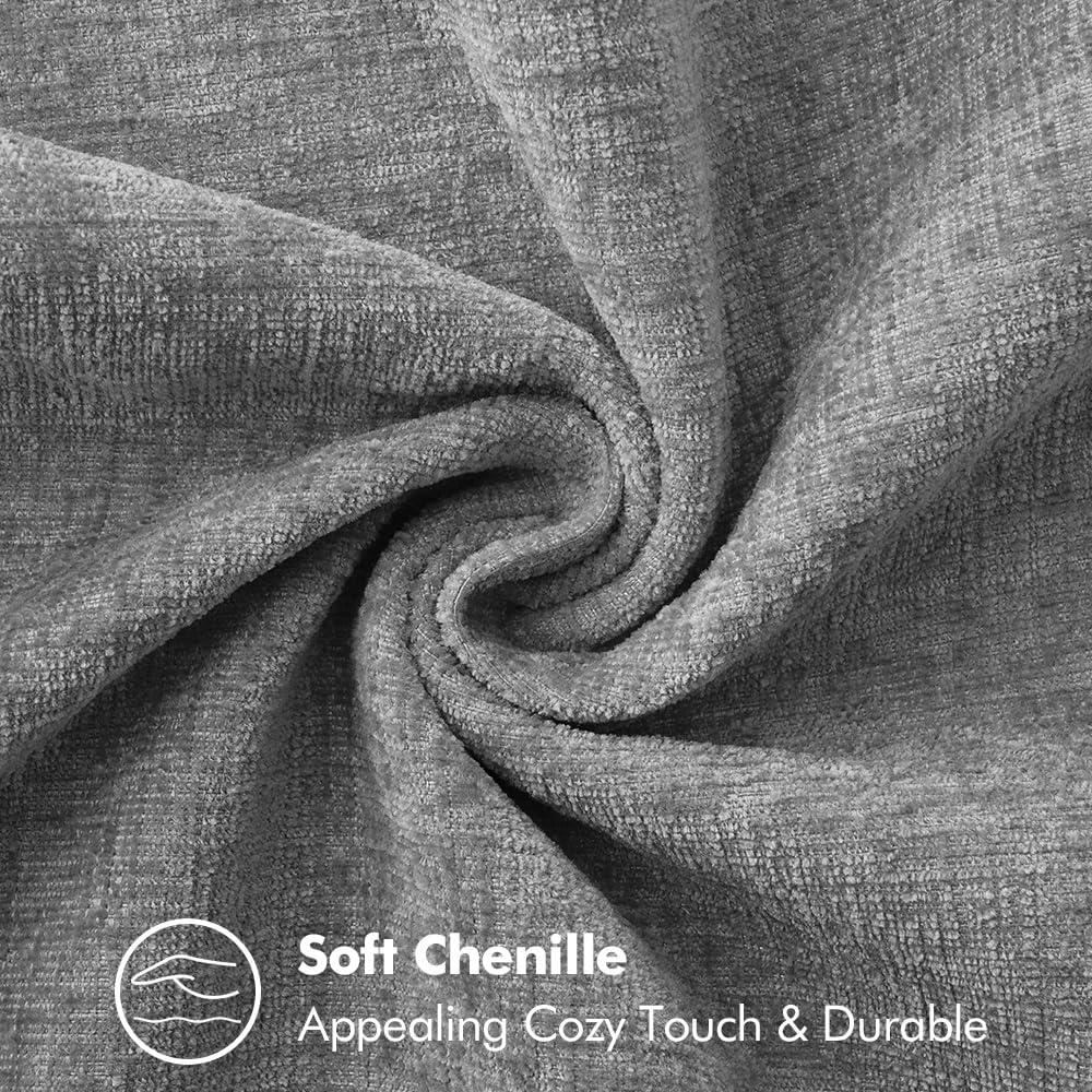 imageMIULEE Pack of 2 Couch Throw Pillow Covers 18x18 Inch Dark Teal Farmhouse Decorative Pillow Covers with Stitched Edge Soft Chenille Solid Dyed Spring Pillow Covers for Sofa Bed Living RoomDark Gray
