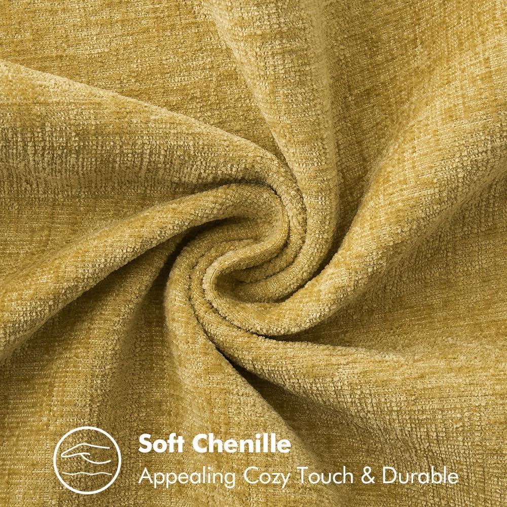 imageMIULEE Pack of 2 Couch Throw Pillow Covers 18x18 Inch Dark Teal Farmhouse Decorative Pillow Covers with Stitched Edge Soft Chenille Solid Dyed Spring Pillow Covers for Sofa Bed Living RoomMustard Yellow