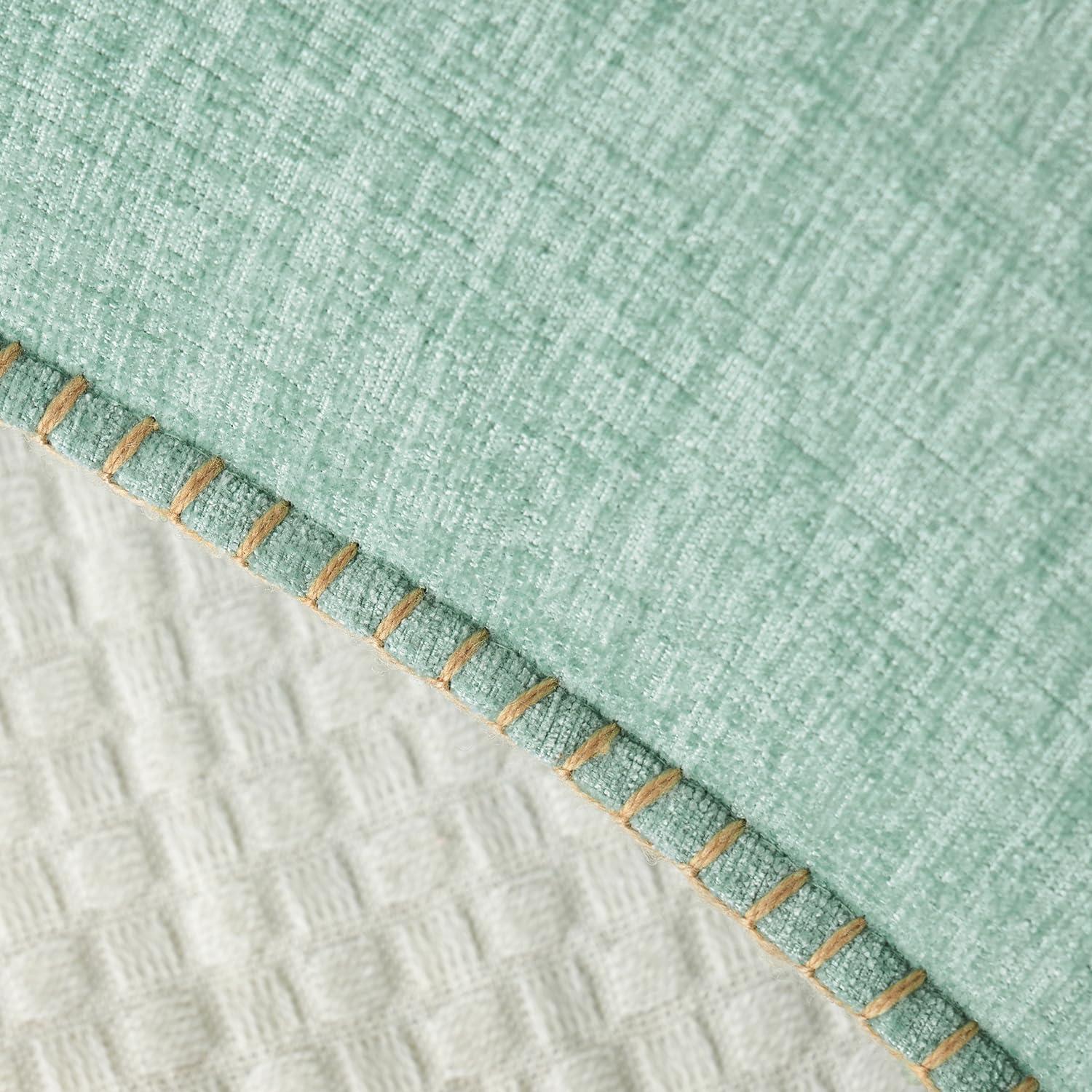 imageMIULEE Pack of 2 Couch Throw Pillow Covers 18x18 Inch Dark Teal Farmhouse Decorative Pillow Covers with Stitched Edge Soft Chenille Solid Dyed Spring Pillow Covers for Sofa Bed Living RoomAqua Green