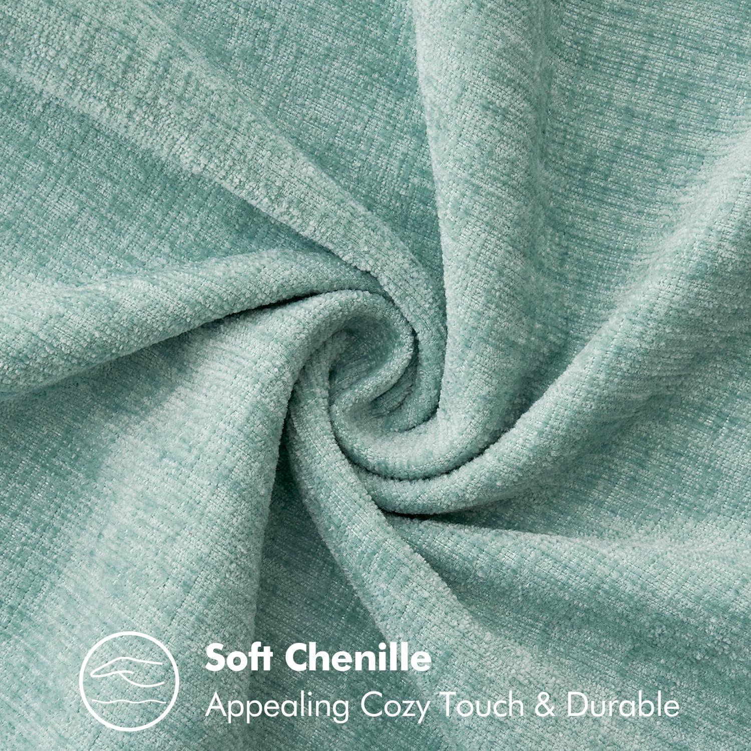 imageMIULEE Pack of 2 Couch Throw Pillow Covers 18x18 Inch Dark Teal Farmhouse Decorative Pillow Covers with Stitched Edge Soft Chenille Solid Dyed Spring Pillow Covers for Sofa Bed Living RoomAqua Blue