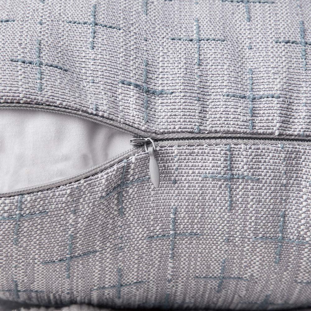 imageMIULEE Pack of 2 Decorative Burlap Linen Euro Sham Throw Pillow Covers for Sofa Couch Bed 24x24 Inch Modern Farmhouse Vintage Pillowcases Rustic Woven Textured Cushion Cover BlueSilver Grey