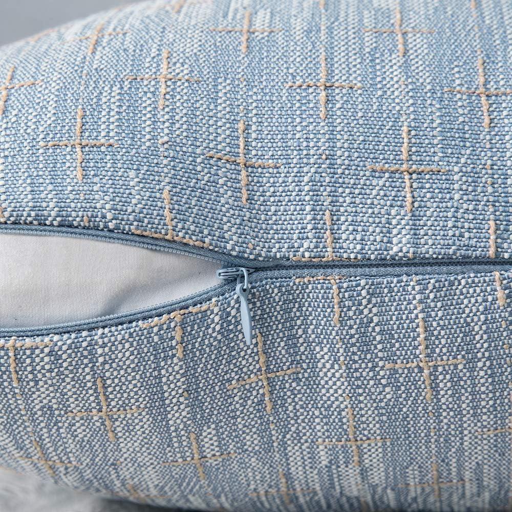imageMIULEE Pack of 2 Decorative Burlap Linen Euro Sham Throw Pillow Covers for Sofa Couch Bed 24x24 Inch Modern Farmhouse Vintage Pillowcases Rustic Woven Textured Cushion Cover BlueLight Blue
