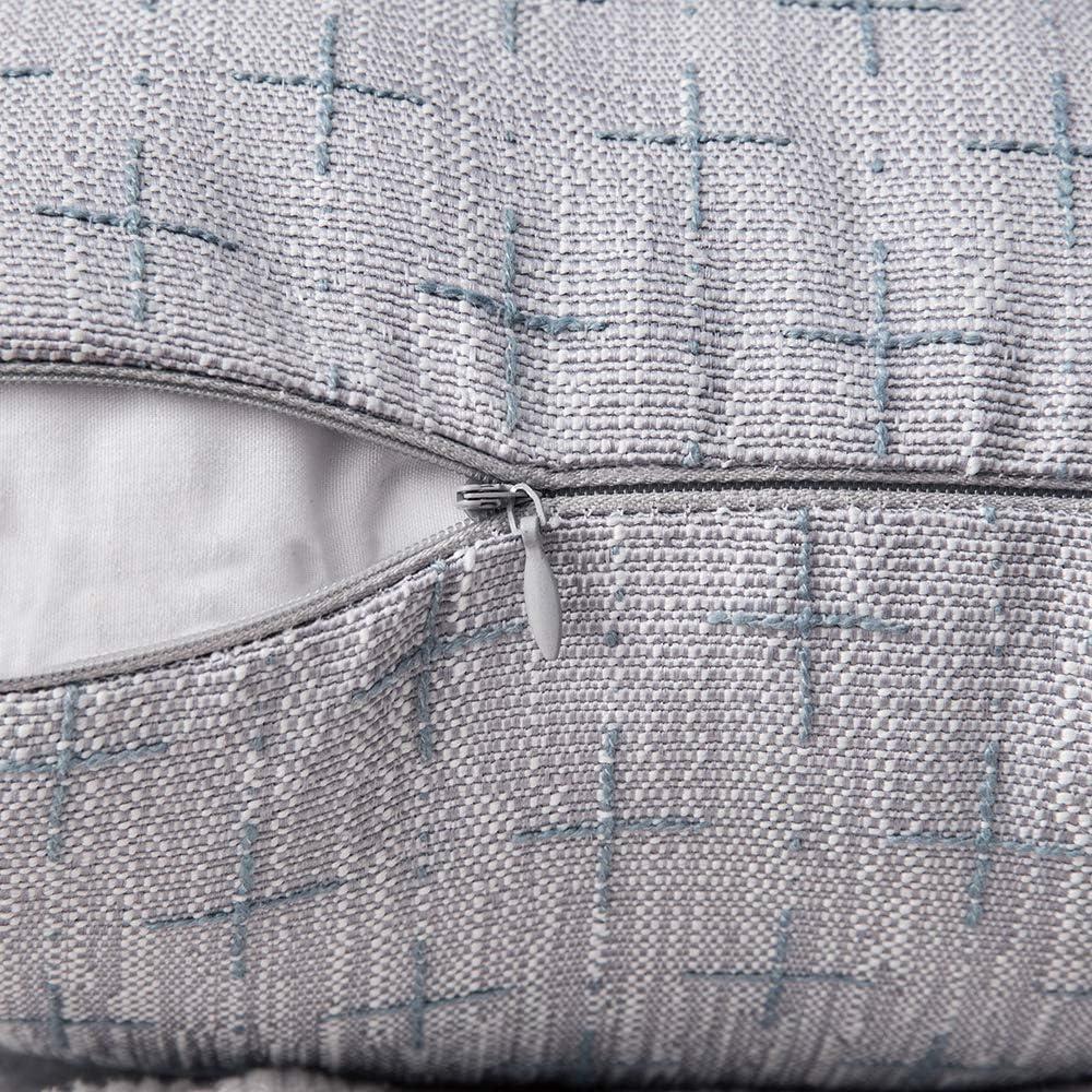 imageMIULEE Pack of 2 Decorative Burlap Linen Euro Sham Throw Pillow Covers for Sofa Couch Bed 24x24 Inch Modern Farmhouse Vintage Pillowcases Rustic Woven Textured Cushion Cover BlueSilver Grey