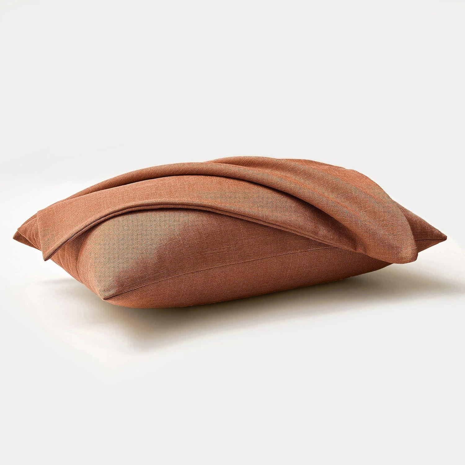 imageMIULEE Pack of 2 Decorative Linen Burlap Textured Pillow Covers Farmhouse Boho Accent Pillowcases Spring Home Decor for Couch Sofa Bedroom Living Room 18x18 Inch Light Olive GreenRust
