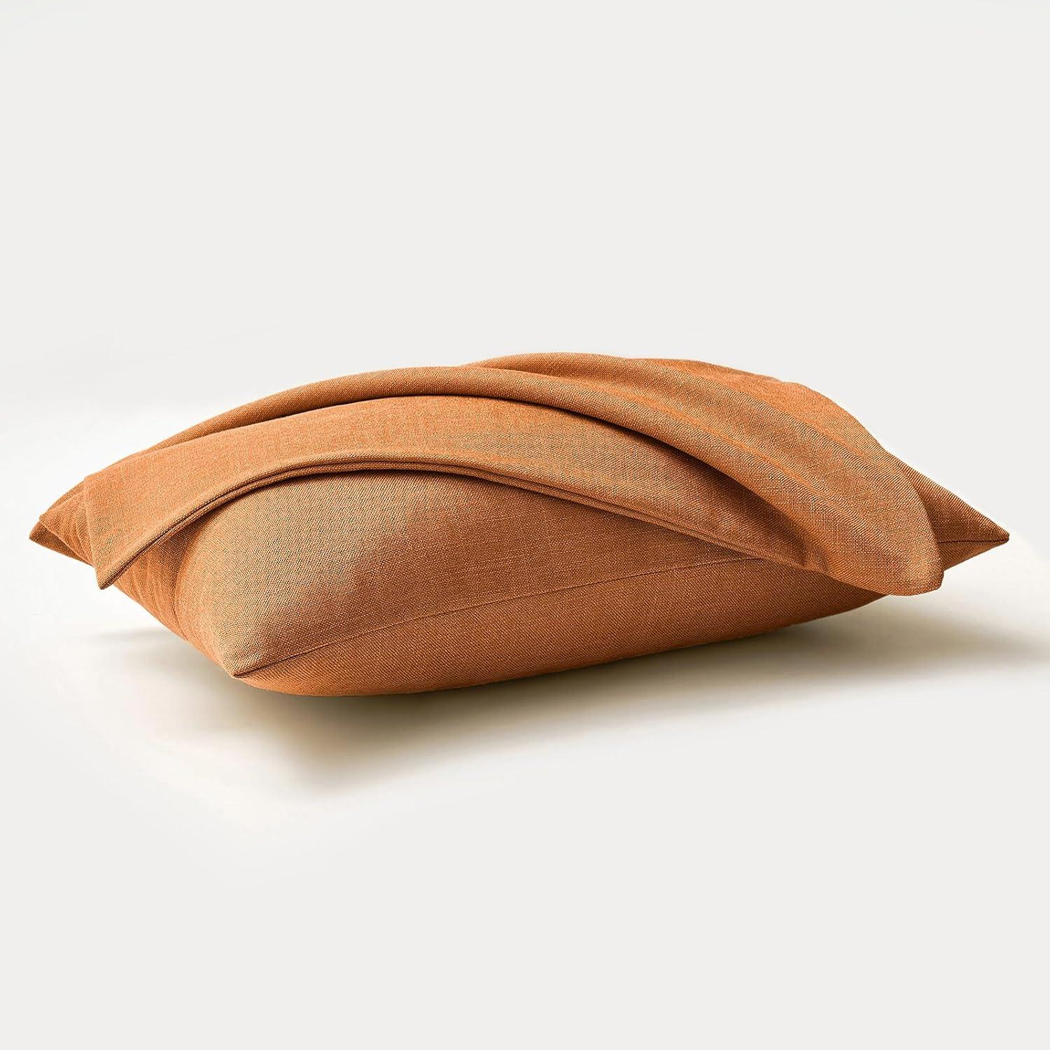 imageMIULEE Pack of 2 Decorative Linen Burlap Textured Pillow Covers Farmhouse Boho Accent Pillowcases Spring Home Decor for Couch Sofa Bedroom Living Room 18x18 Inch Light Olive GreenBurnt Orange