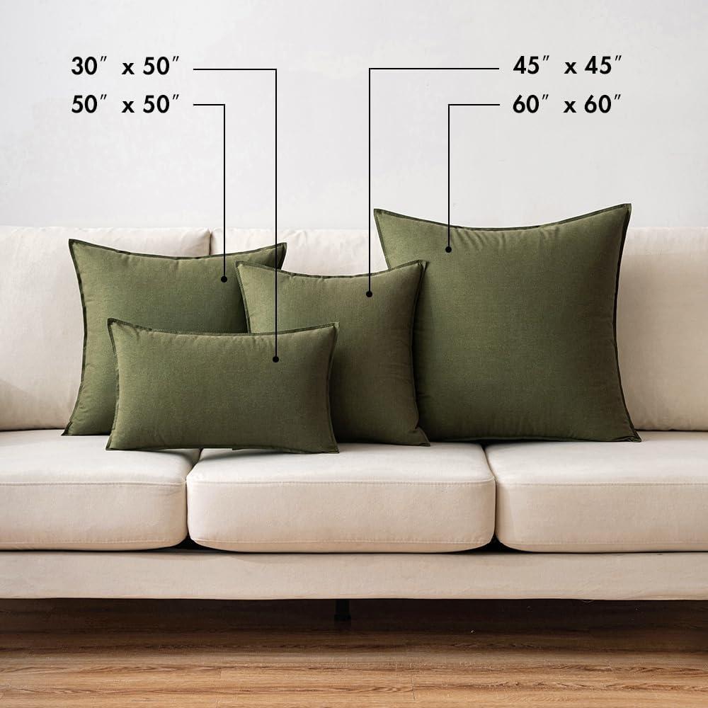 imageMIULEE Pack of 2 Decorative Linen Pillow Covers Boho Farmhouse Modern Soft Accent Throw Pillows Neutral Cushion Covers for Sofa Couch Bed Living Room Home Decor 18x18 Inch Olive GreenOlive Green