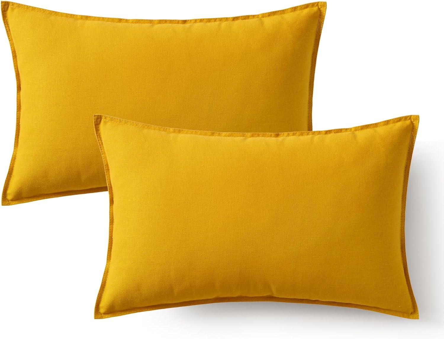 imageMIULEE Pack of 2 Decorative Linen Pillow Covers Boho Farmhouse Modern Soft Accent Throw Pillows Neutral Cushion Covers for Sofa Couch Bed Living Room Home Decor 18x18 Inch Olive GreenYellow
