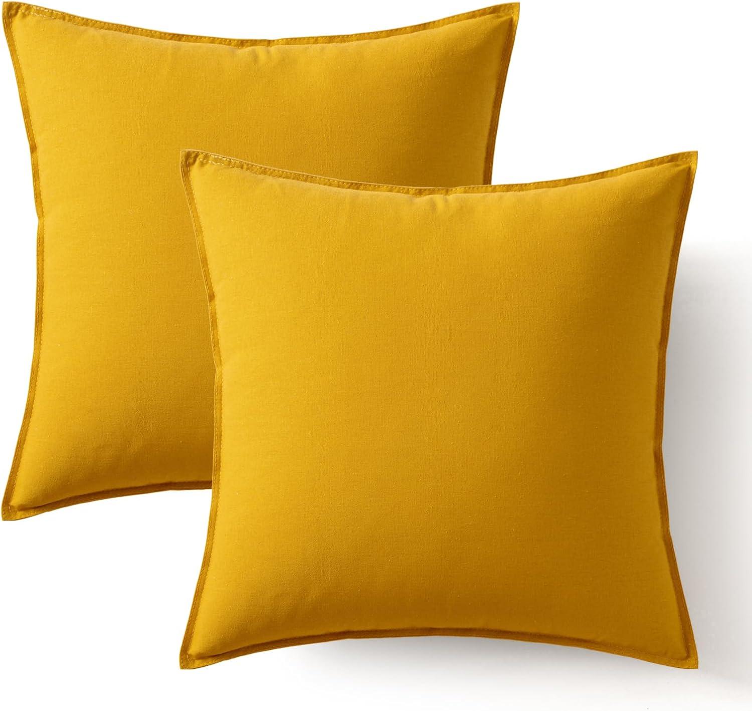 imageMIULEE Pack of 2 Decorative Linen Pillow Covers Boho Farmhouse Modern Soft Accent Throw Pillows Neutral Cushion Covers for Sofa Couch Bed Living Room Home Decor 18x18 Inch Olive GreenYellow