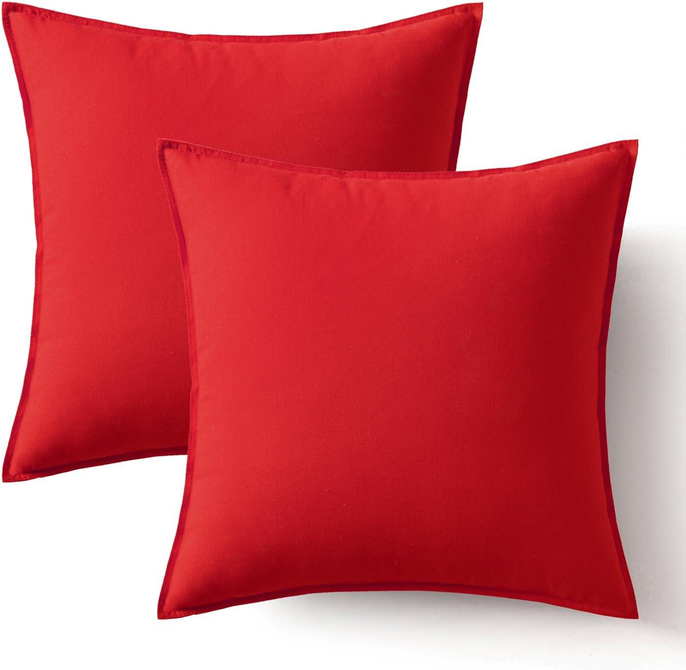 imageMIULEE Pack of 2 Decorative Linen Pillow Covers Boho Farmhouse Modern Soft Accent Throw Pillows Neutral Cushion Covers for Sofa Couch Bed Living Room Home Decor 18x18 Inch Olive GreenChristmas Red