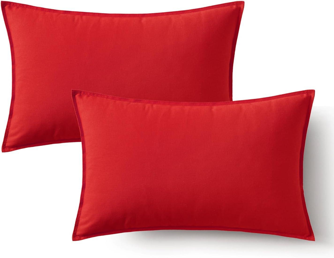 imageMIULEE Pack of 2 Decorative Linen Pillow Covers Boho Farmhouse Modern Soft Accent Throw Pillows Neutral Cushion Covers for Sofa Couch Bed Living Room Home Decor 18x18 Inch Olive GreenChristmas Red