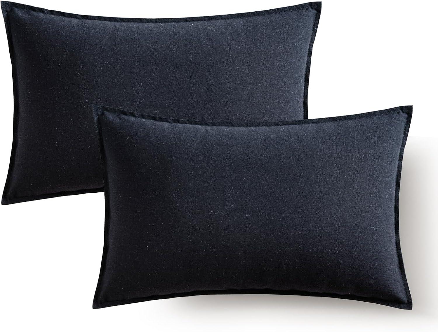 imageMIULEE Pack of 2 Decorative Linen Pillow Covers Boho Farmhouse Modern Soft Accent Throw Pillows Neutral Cushion Covers for Sofa Couch Bed Living Room Home Decor 18x18 Inch Olive GreenNavy Blue