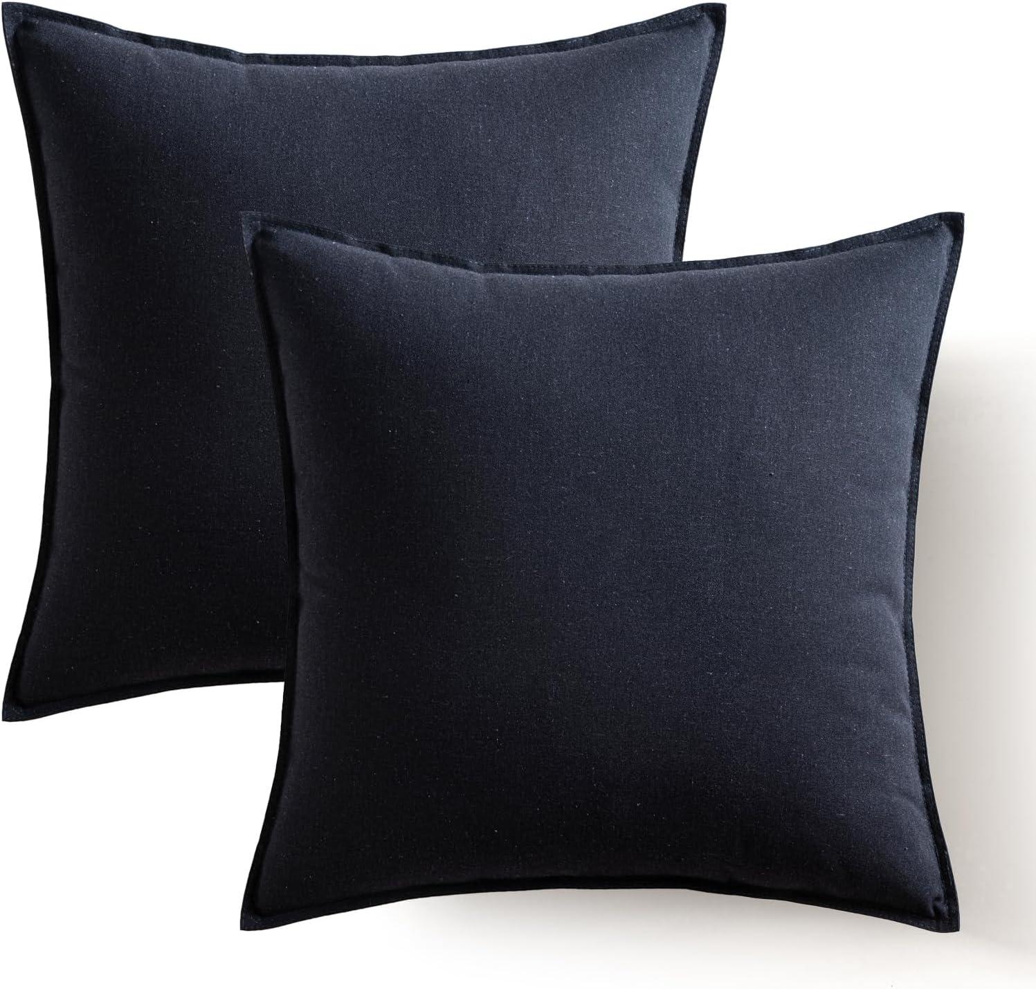 imageMIULEE Pack of 2 Decorative Linen Pillow Covers Boho Farmhouse Modern Soft Accent Throw Pillows Neutral Cushion Covers for Sofa Couch Bed Living Room Home Decor 18x18 Inch Olive GreenNavy Blue