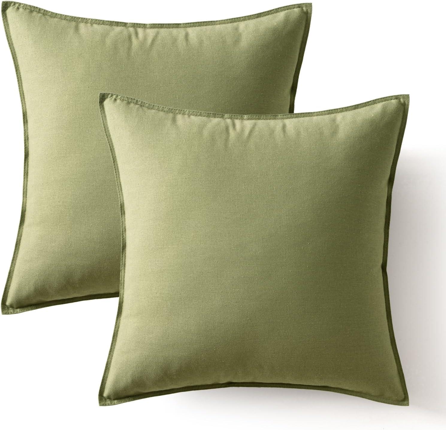 imageMIULEE Pack of 2 Decorative Linen Pillow Covers Boho Farmhouse Modern Soft Accent Throw Pillows Neutral Cushion Covers for Sofa Couch Bed Living Room Home Decor 18x18 Inch Olive GreenSage Green
