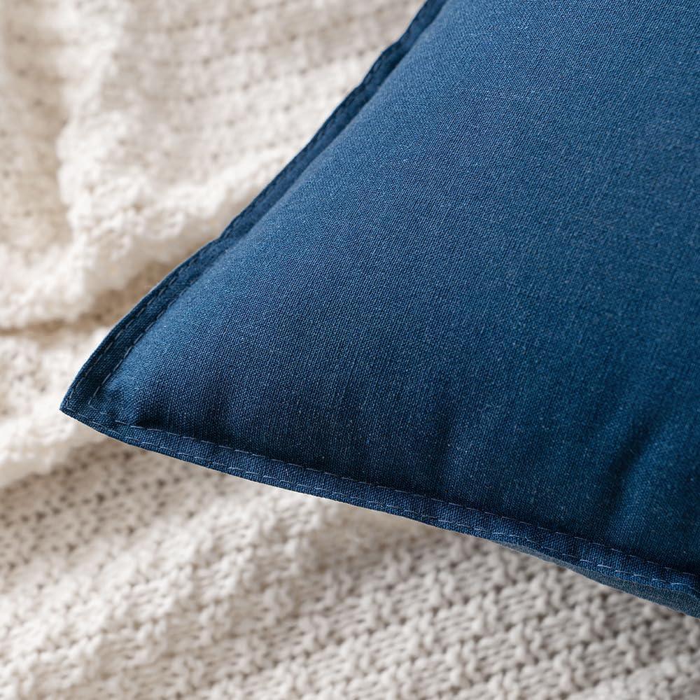 imageMIULEE Pack of 2 Decorative Linen Pillow Covers Boho Farmhouse Modern Soft Accent Throw Pillows Neutral Cushion Covers for Sofa Couch Bed Living Room Home Decor 18x18 Inch Olive GreenNavy