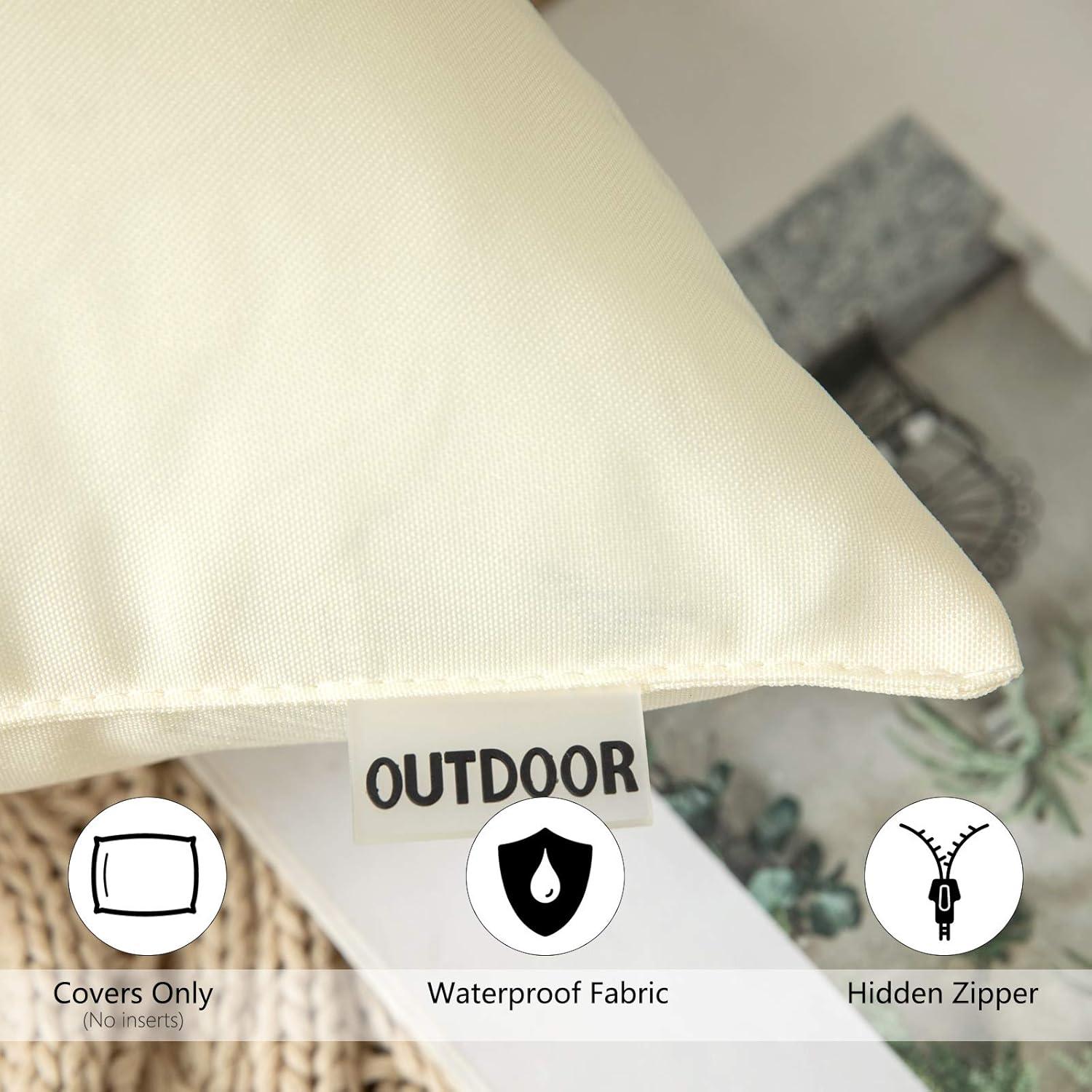 imageMIULEE Pack of 2 Decorative Outdoor Waterproof Pillow Covers Square Garden Cushion Sham Throw Pillowcase Summer Shell for Patio Tent Couch 18x18 Inch Pale GreenBeige