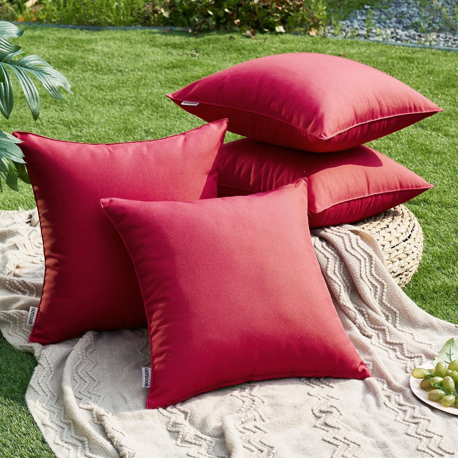 imageMIULEE Pack of 2 Decorative Outdoor Waterproof Pillow Covers Square Garden Cushion Sham Throw Pillowcase Summer Shell for Patio Tent Couch 18x18 Inch Pale GreenMagenta