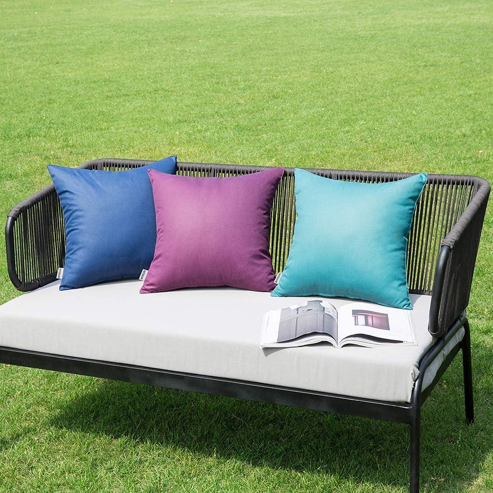 imageMIULEE Pack of 2 Decorative Outdoor Waterproof Pillow Covers Square Garden Cushion Sham Throw Pillowcase Summer Shell for Patio Tent Couch 18x18 Inch Pale GreenNavy Blue
