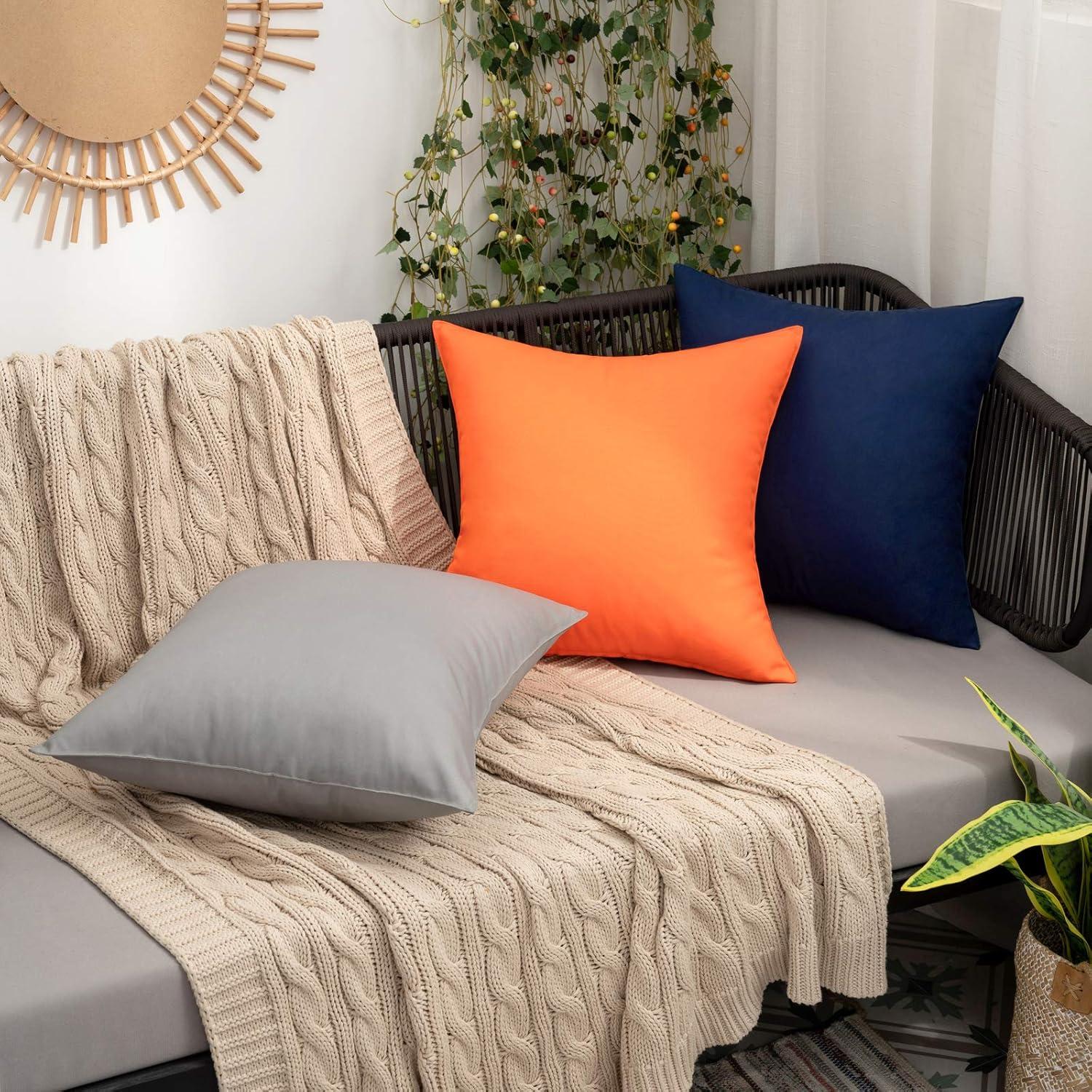 imageMIULEE Pack of 2 Decorative Outdoor Waterproof Pillow Covers Square Garden Cushion Sham Throw Pillowcase Summer Shell for Patio Tent Couch 18x18 Inch Pale GreenOrange