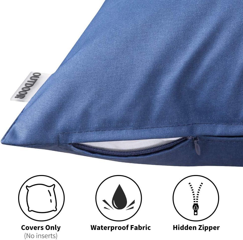 imageMIULEE Pack of 2 Decorative Outdoor Waterproof Pillow Covers Square Garden Cushion Sham Throw Pillowcase Summer Shell for Patio Tent Couch 18x18 Inch Pale GreenNavy Blue