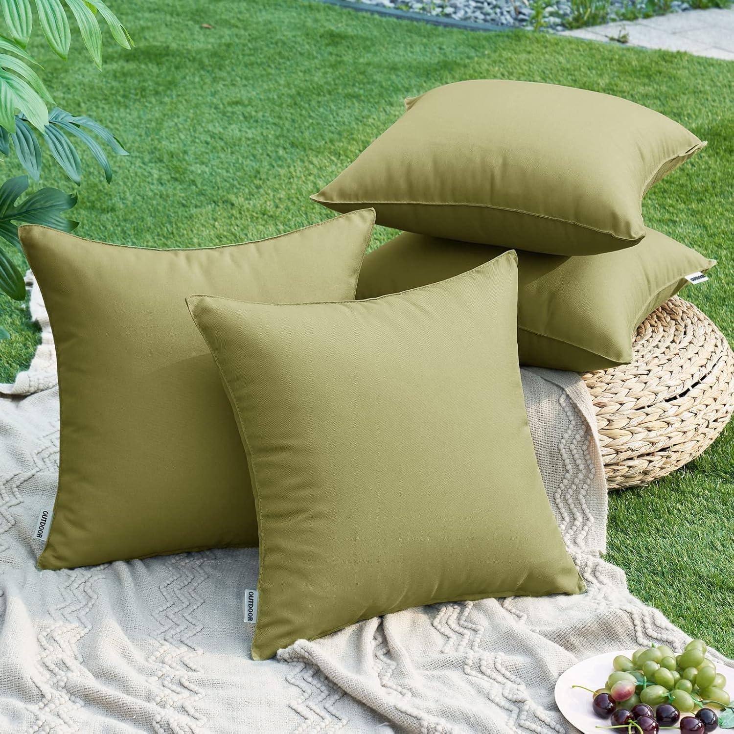 imageMIULEE Pack of 2 Decorative Outdoor Waterproof Pillow Covers Square Garden Cushion Sham Throw Pillowcase Summer Shell for Patio Tent Couch 18x18 Inch Pale GreenSage Green