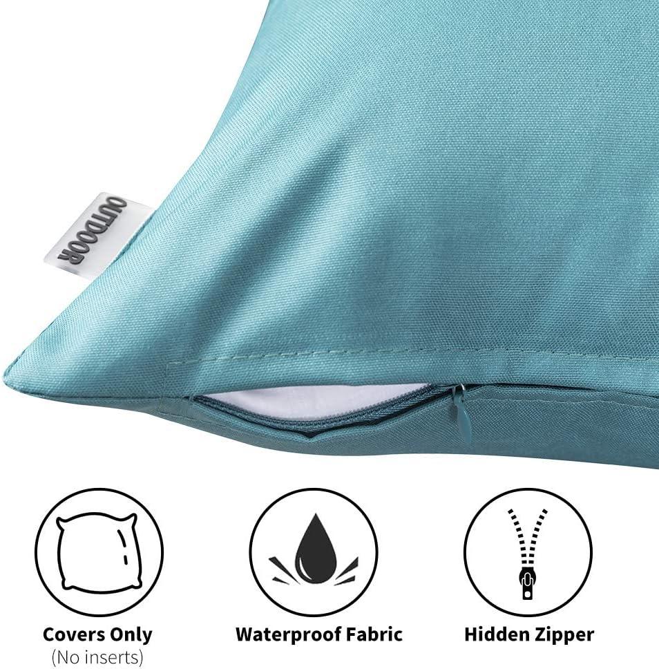 imageMIULEE Pack of 2 Decorative Outdoor Waterproof Pillow Covers Square Garden Cushion Sham Throw Pillowcase Summer Shell for Patio Tent Couch 18x18 Inch Pale GreenTeal