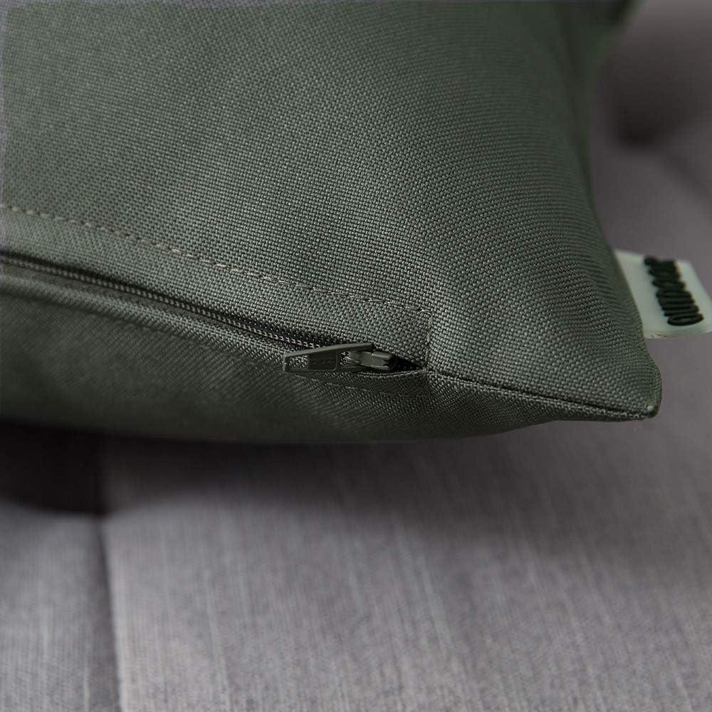 imageMIULEE Pack of 2 Decorative Outdoor Waterproof Pillow Covers Square Garden Cushion Sham Throw Pillowcase Summer Shell for Patio Tent Couch 18x18 Inch Pale GreenDark Gray