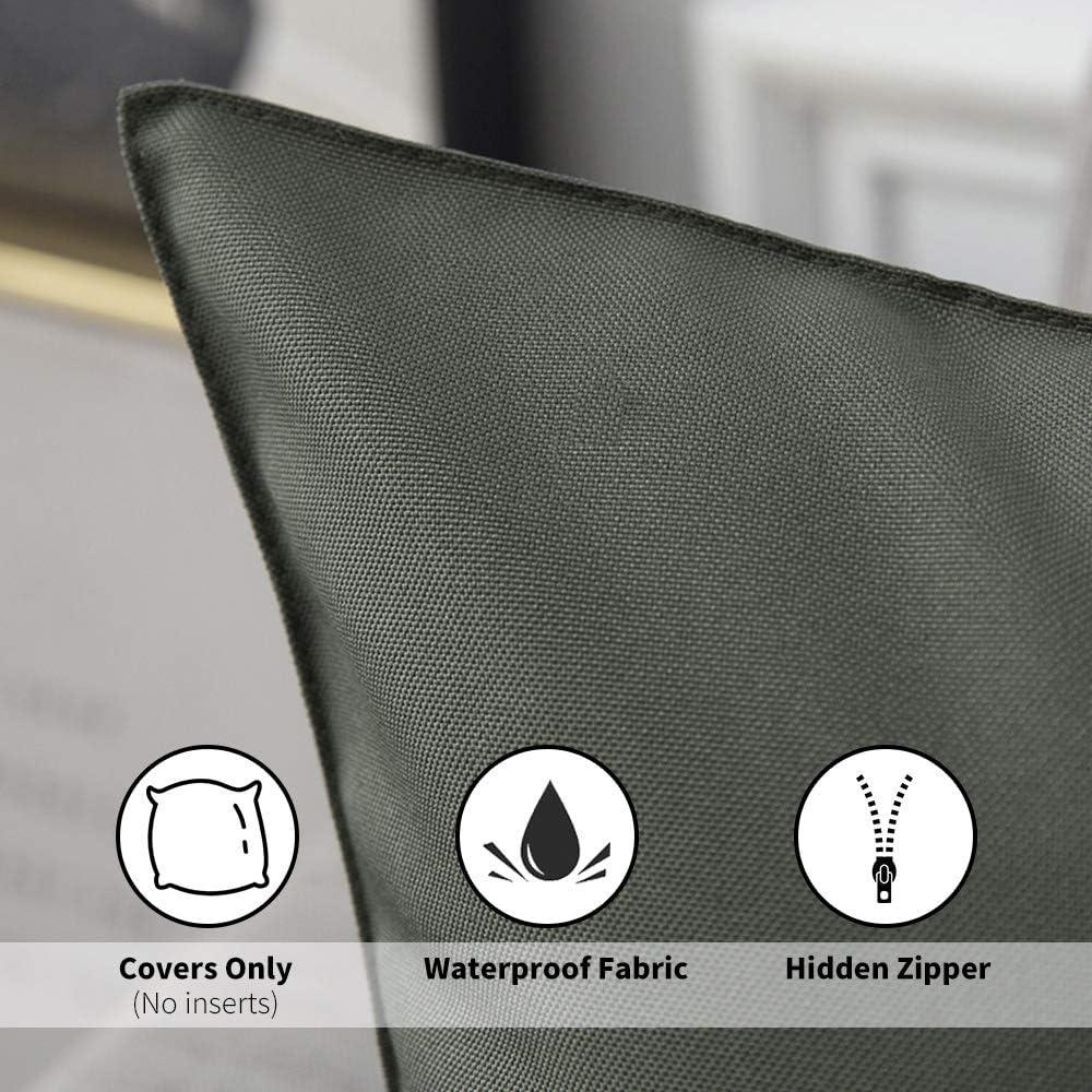 imageMIULEE Pack of 2 Decorative Outdoor Waterproof Pillow Covers Square Garden Cushion Sham Throw Pillowcase Summer Shell for Patio Tent Couch 18x18 Inch Pale GreenDark Gray