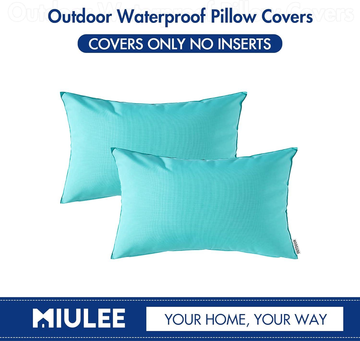 imageMIULEE Pack of 2 Decorative Outdoor Waterproof Pillow Covers Square Garden Cushion Sham Throw Pillowcase Summer Shell for Patio Tent Couch 18x18 Inch Pale GreenLight Green