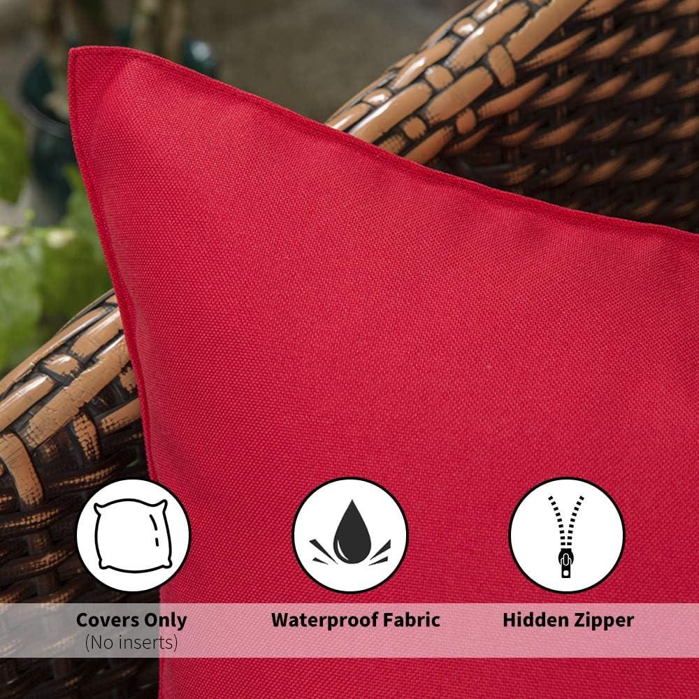 imageMIULEE Pack of 2 Decorative Outdoor Waterproof Pillow Covers Square Garden Cushion Sham Throw Pillowcase Summer Shell for Patio Tent Couch 18x18 Inch Pale GreenRed