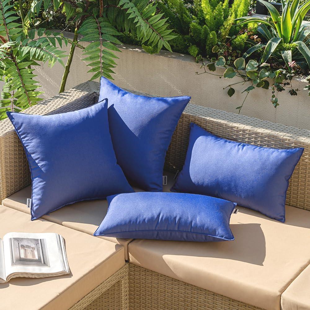 imageMIULEE Pack of 2 Decorative Outdoor Waterproof Pillow Covers Square Garden Cushion Sham Throw Pillowcase Summer Shell for Patio Tent Couch 18x18 Inch Pale GreenRoyal Blue