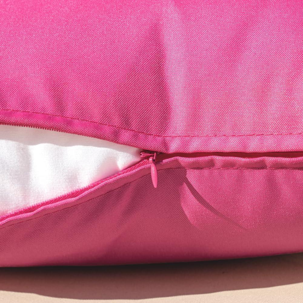 imageMIULEE Pack of 2 Decorative Outdoor Waterproof Pillow Covers Square Garden Cushion Sham Throw Pillowcase Summer Shell for Patio Tent Couch 18x18 Inch Pale GreenHot Pink