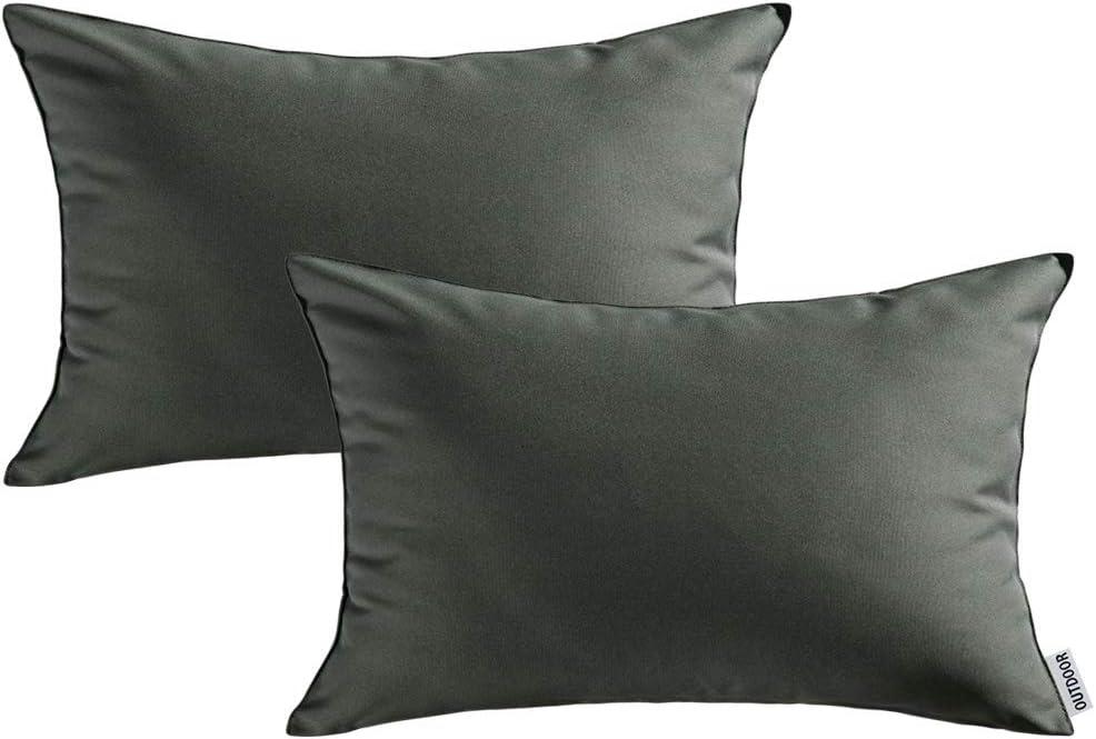 imageMIULEE Pack of 2 Decorative Outdoor Waterproof Pillow Covers Square Garden Cushion Sham Throw Pillowcase Summer Shell for Patio Tent Couch 18x18 Inch Pale GreenDark Gray