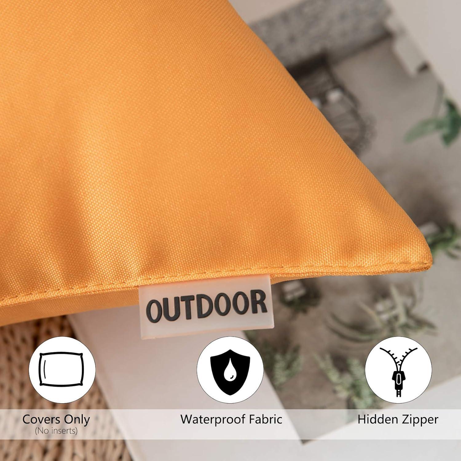 imageMIULEE Pack of 2 Decorative Outdoor Waterproof Pillow Covers Square Garden Cushion Sham Throw Pillowcase Summer Shell for Patio Tent Couch 18x18 Inch Pale GreenOrange Yellow