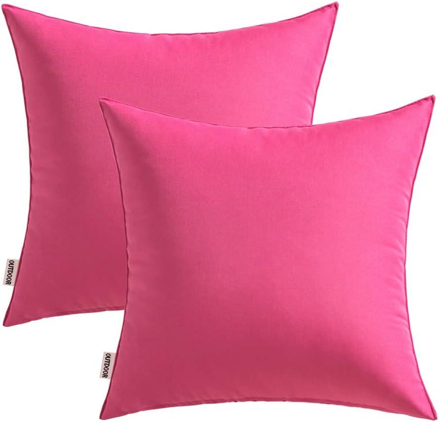 imageMIULEE Pack of 2 Decorative Outdoor Waterproof Pillow Covers Square Garden Cushion Sham Throw Pillowcase Summer Shell for Patio Tent Couch 18x18 Inch Pale GreenHot Pink