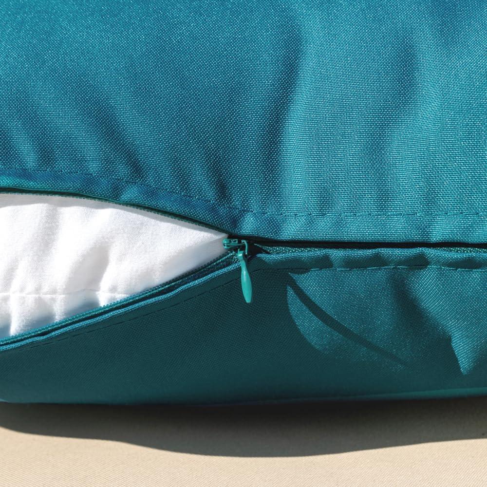 imageMIULEE Pack of 2 Decorative Outdoor Waterproof Pillow Covers Square Garden Cushion Sham Throw Pillowcase Summer Shell for Patio Tent Couch 18x18 Inch Pale GreenDeep Blue